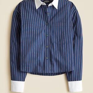 NWT J. Crew Étienne cropped button-up shirt in striped cotton poplin